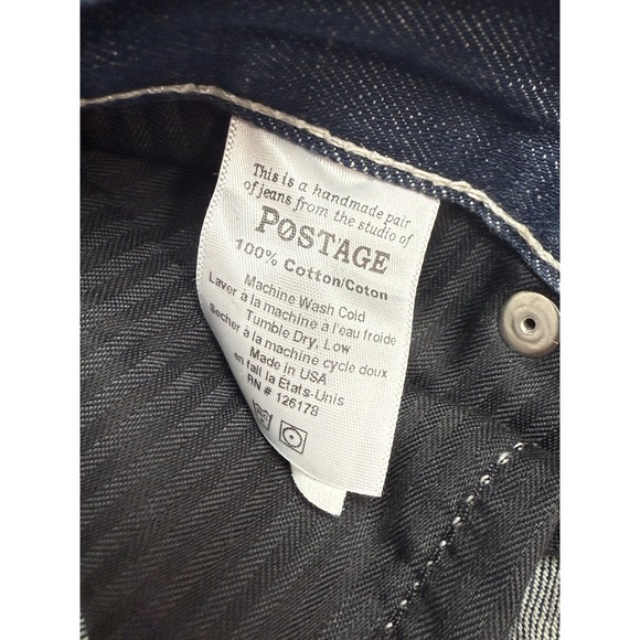 POSTAGE Mens Jeans 31 Blue Denim Straight Leg Cotton Made US - Picture 2 of 4